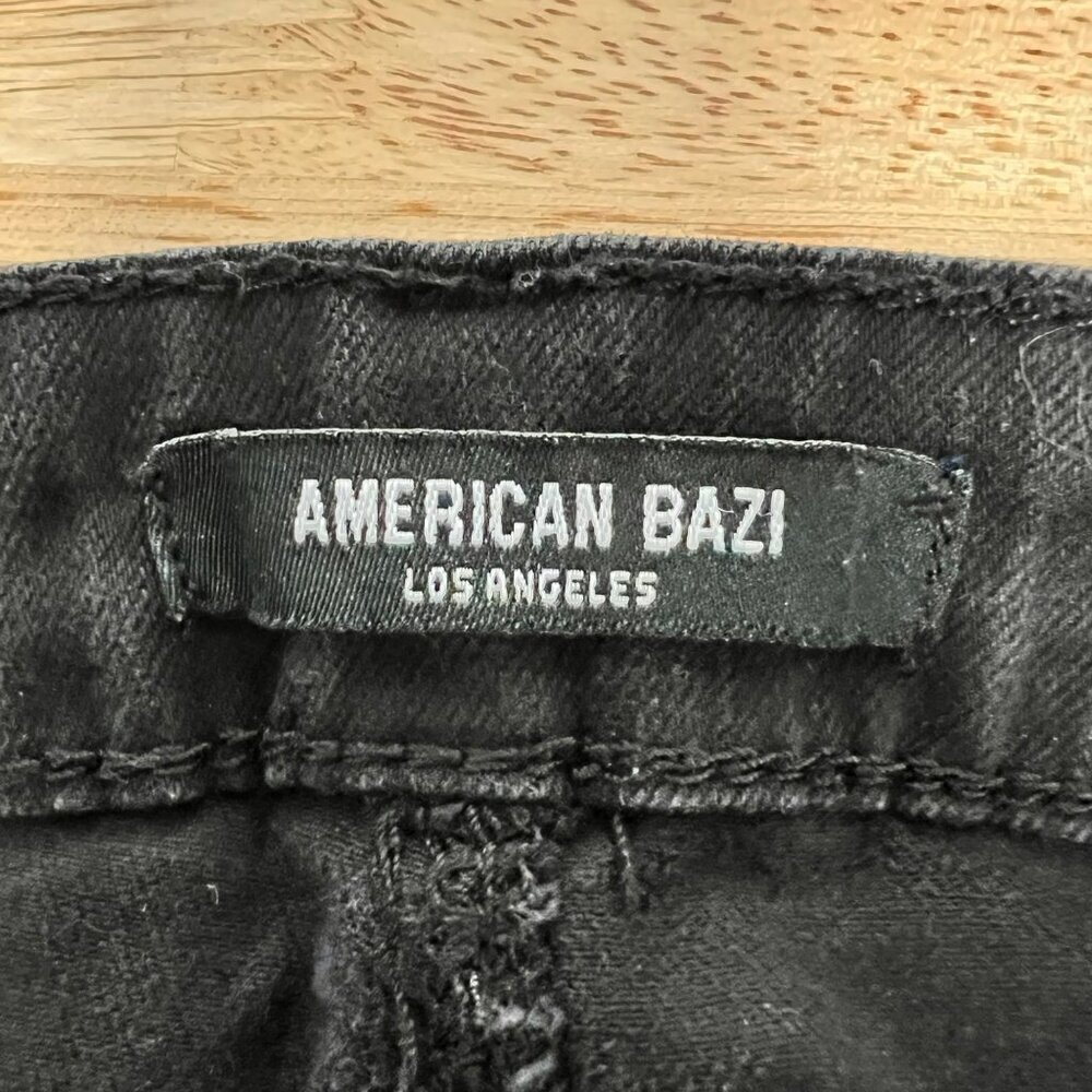 American Bazi Women’s Distressed Skinny Jeans High Rise Black Size 1X - Picture 8 of 9